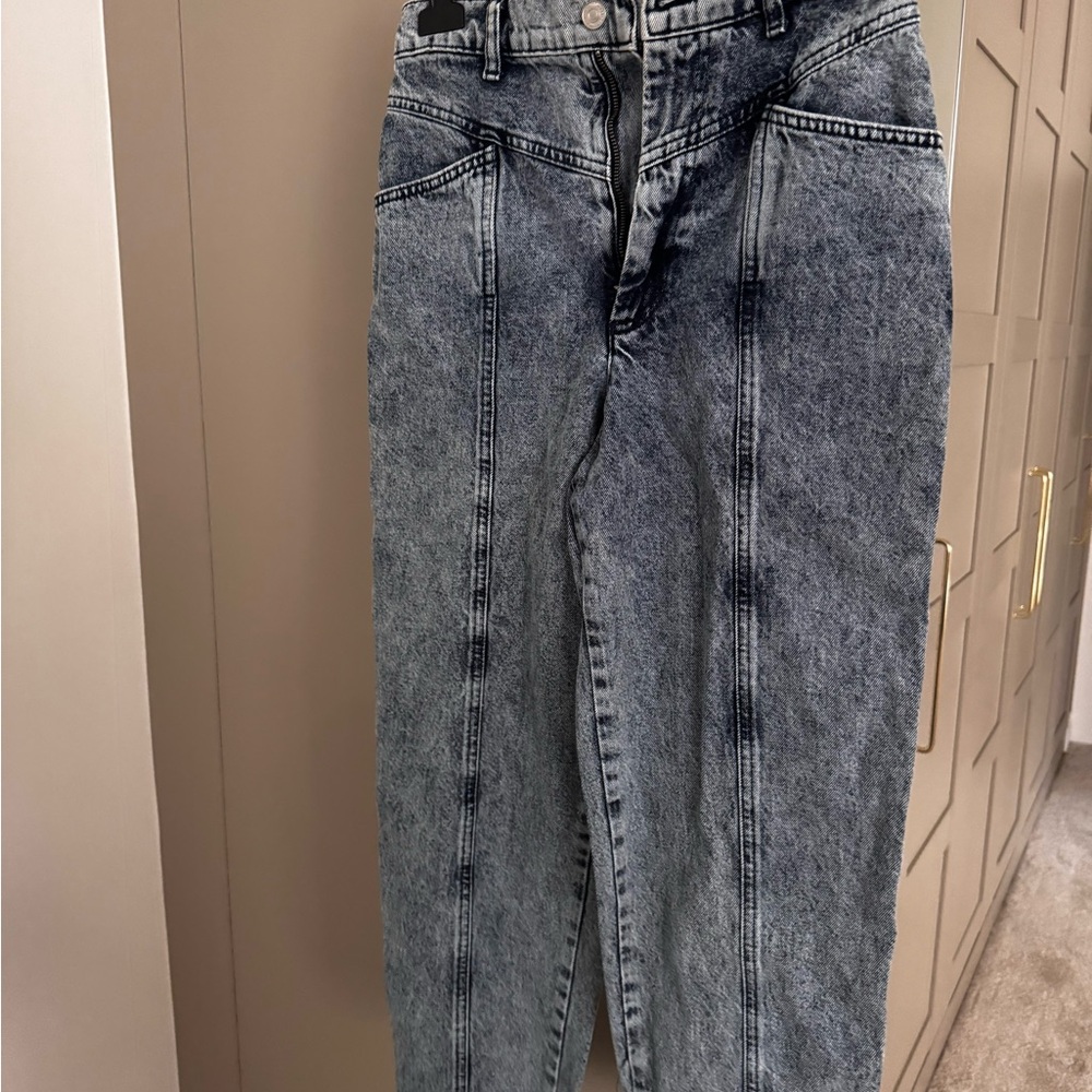 High-Waist Acid Wash Women’s Jeans - Gray